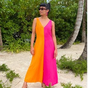 Mixed by Nasrin Color Block Linen Jumpsuit